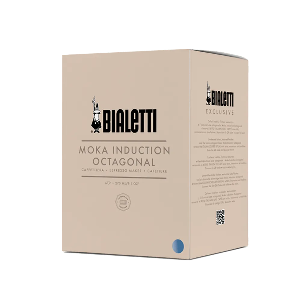 Moka Exclusive Octagonal Induction Silver Grey (6 Cup)